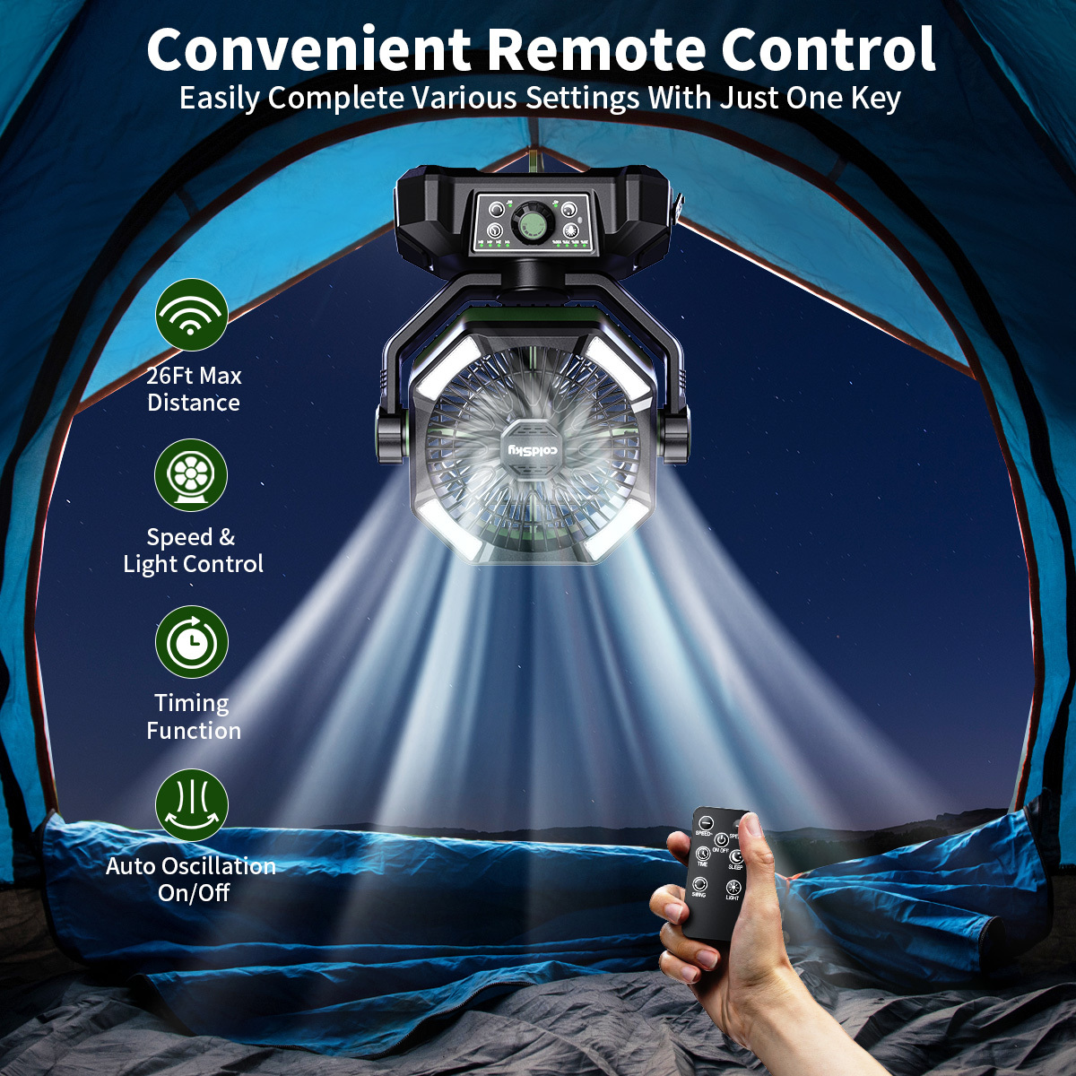 Ventilador recargable con luz y control remoto – Envío a Cuba - Imagen 5