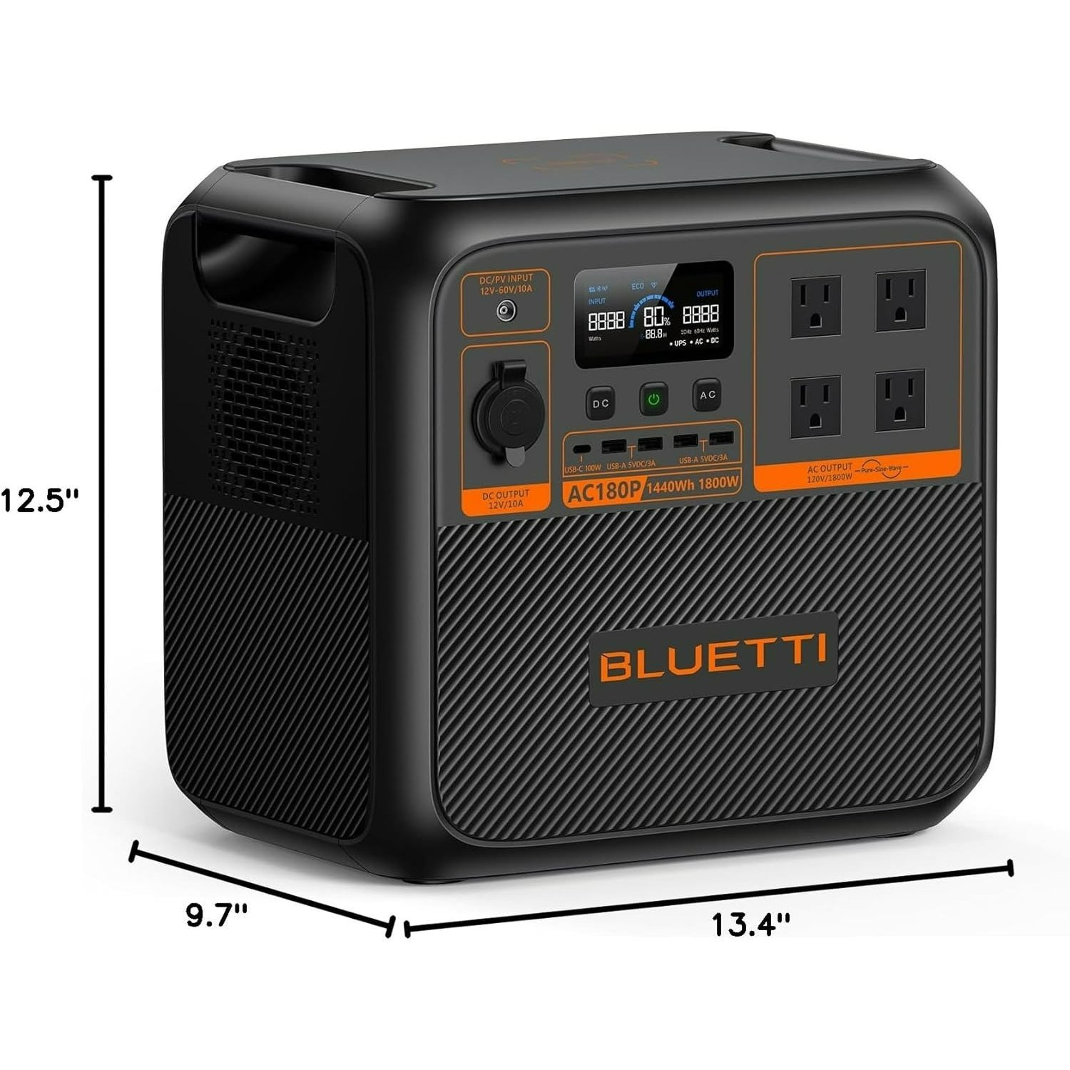 Estación de Energía BLUETTI AC180P – 1440Wh, 1800W de Salida, Recarga Solar Rápida, Ideal para Apagones en Cuba - Imagen 2