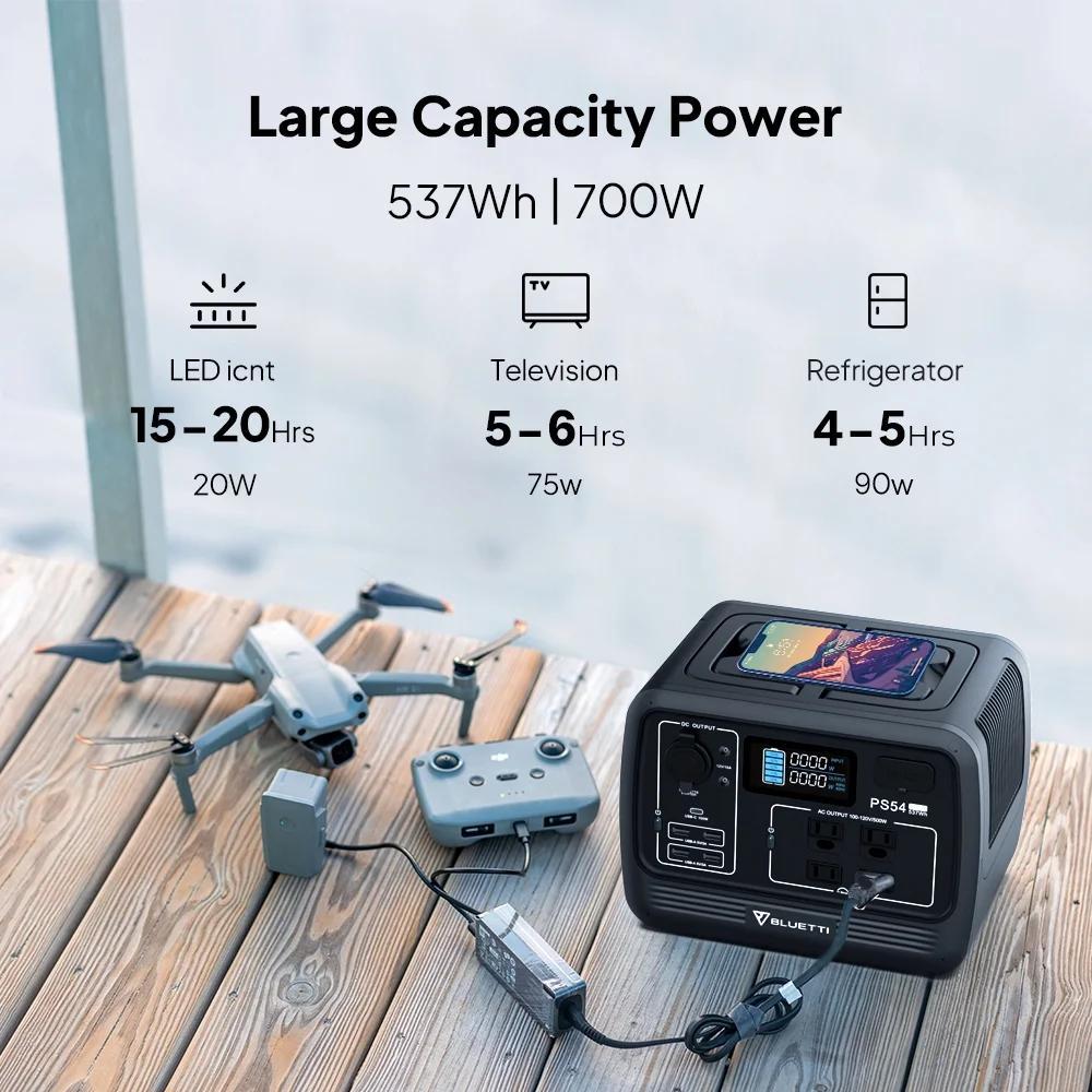 Generador Solar Portátil BLUETTI PS54 – 537Wh, 700W de Salida, Ideal para Camping y Apagones en Cuba - Imagen 3