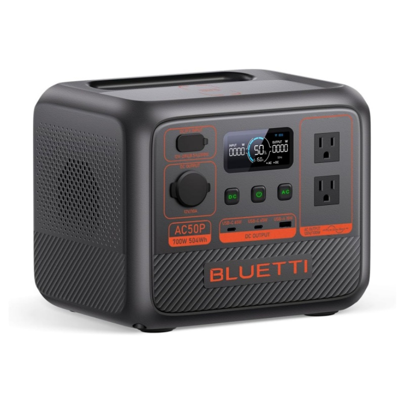 BLUETTI Portable Power Station AC50P, 504Wh LiFePO4 Battery Backup, 700W AC Outlets, Solar Generator for Camping, Emergency, Travel