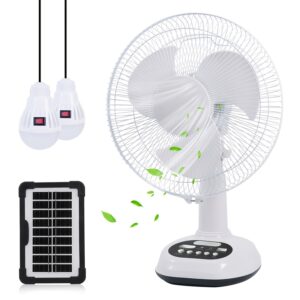 Ventilador solar portátil 12" con bombillas LED – Envío a Cuba