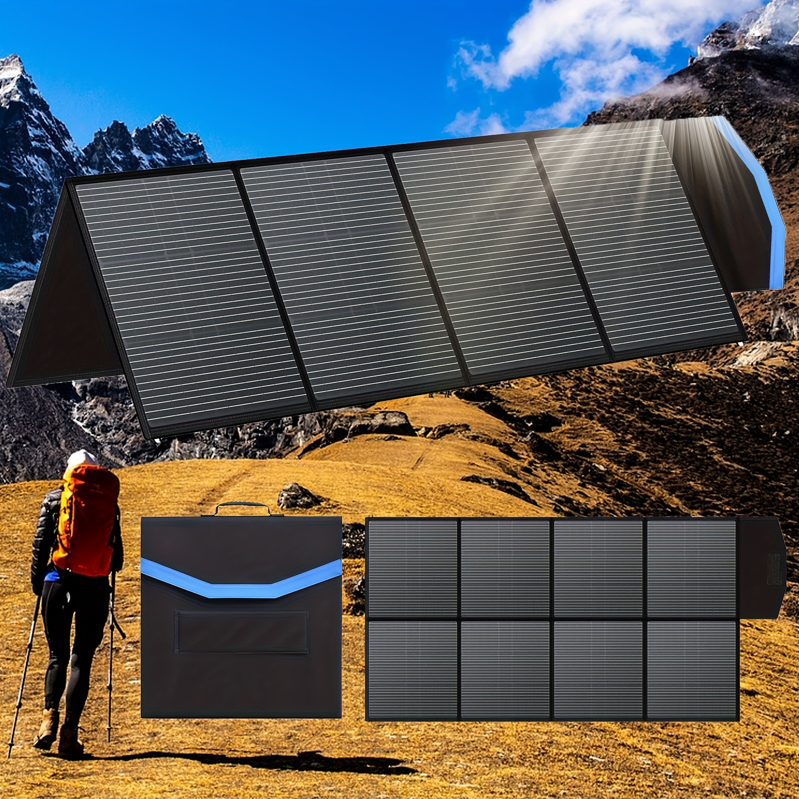 CTOLITY Panel Solar Portátil 100W / 200W / 400W – Plegable y Compatible con Estaciones de Energía, para Camping, RV, Emergencias y Apagones - Imagen 5