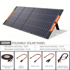 Panel Solar Portátil 300W Plegable – Cargador Solar de Alta Eficiencia para Teléfonos, Laptops y Uso en Apagones en Cuba