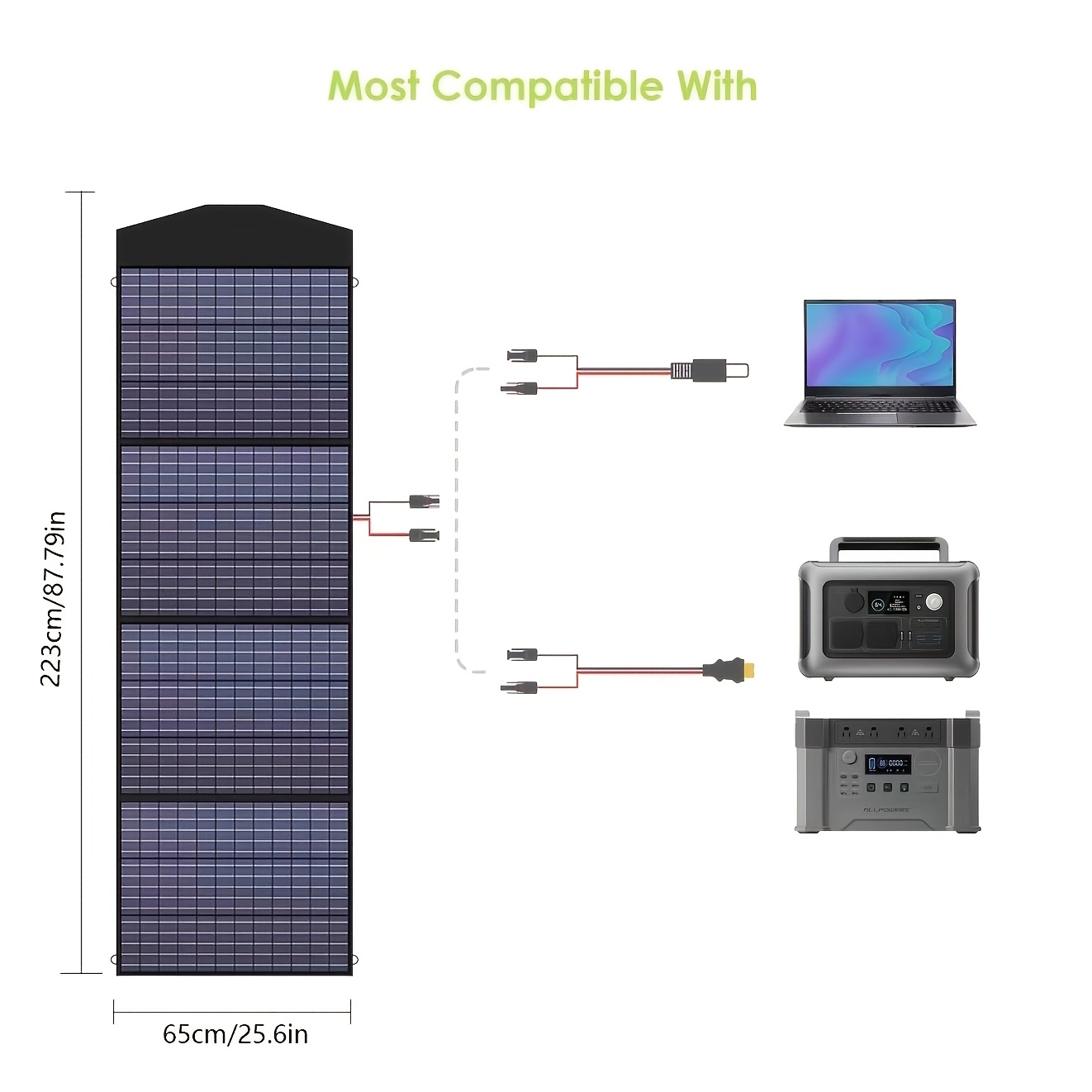 Panel Solar ALLPOWERS 200W 36V SP033 Plegable – Cargador Solar Portátil para Apagones, Camping, RV y Emergencias en Cuba - Imagen 2