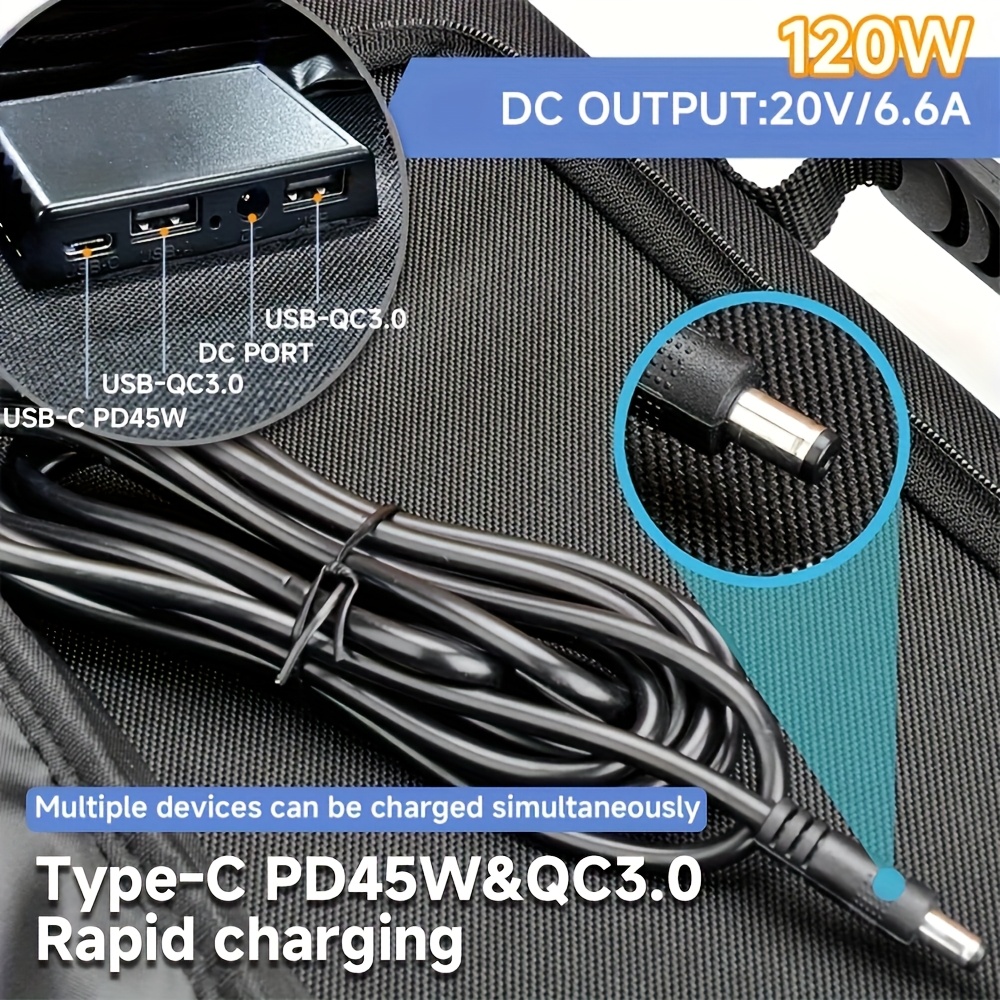 Panel Solar Portátil LVYUAN 120W / 200W – Alta Eficiencia Monocristalina, Plegable, 36V con Conector MC4 - Imagen 12