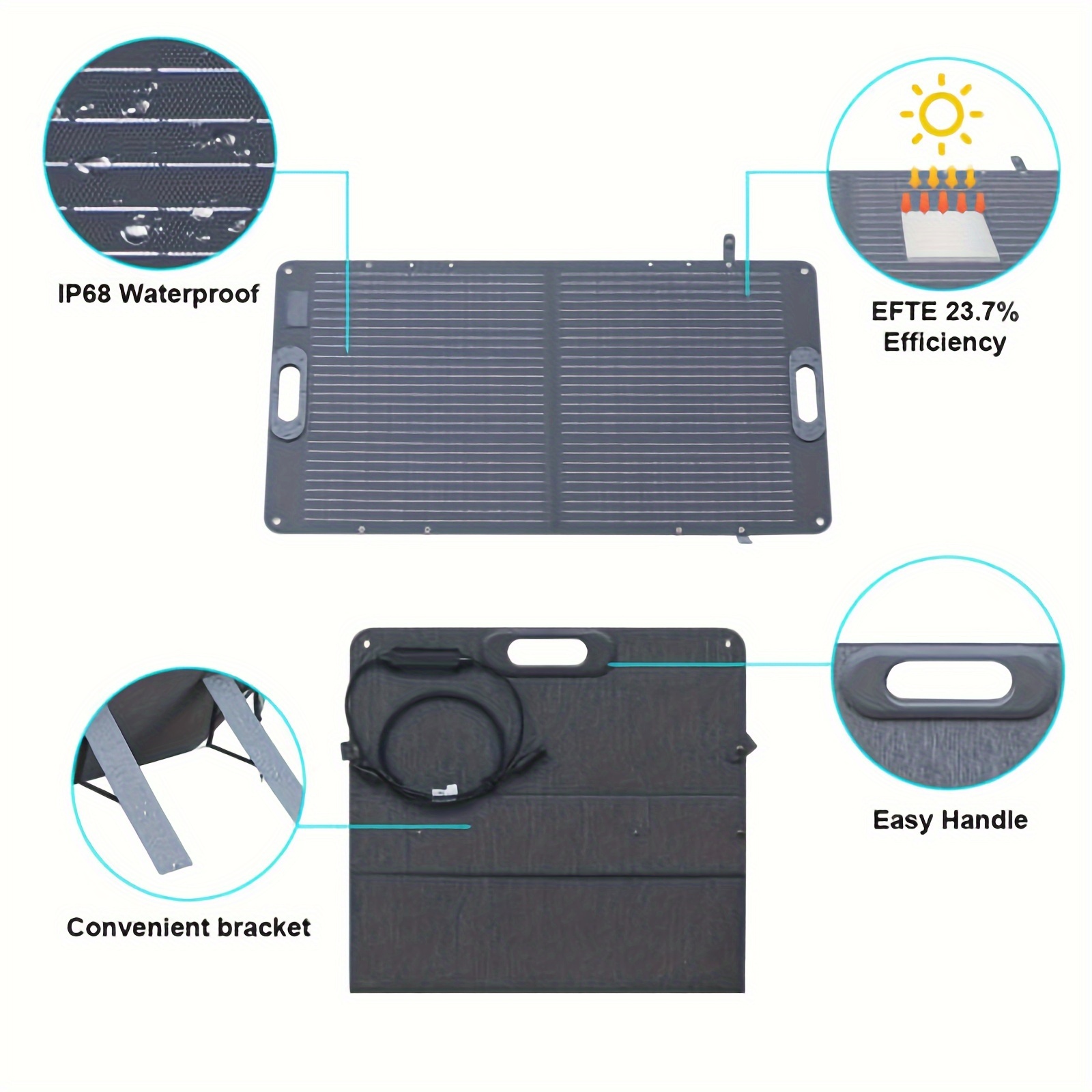 CTOLITY Panel Solar Portátil 100W / 200W / 400W – Plegable y Compatible con Estaciones de Energía, para Camping, RV, Emergencias y Apagones - Imagen 8