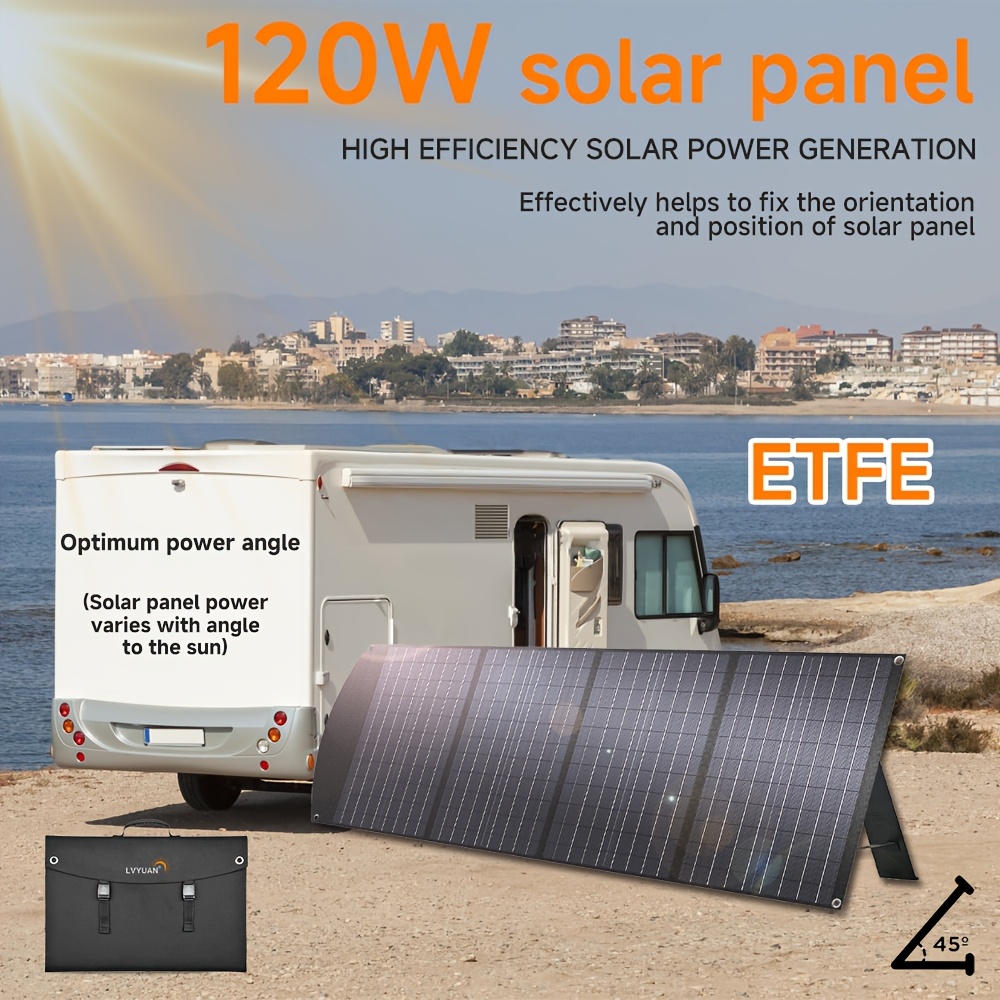 Panel Solar Portátil LVYUAN 120W / 200W – Alta Eficiencia Monocristalina, Plegable, 36V con Conector MC4 - Imagen 3