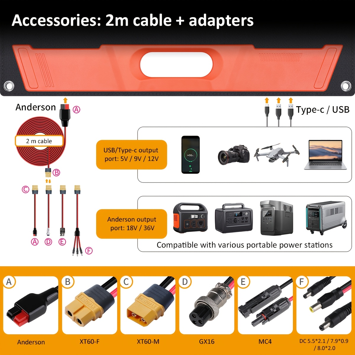 Panel Solar Portátil 300W Plegable – Cargador Solar de Alta Eficiencia para Teléfonos, Laptops y Uso en Apagones en Cuba - Imagen 5