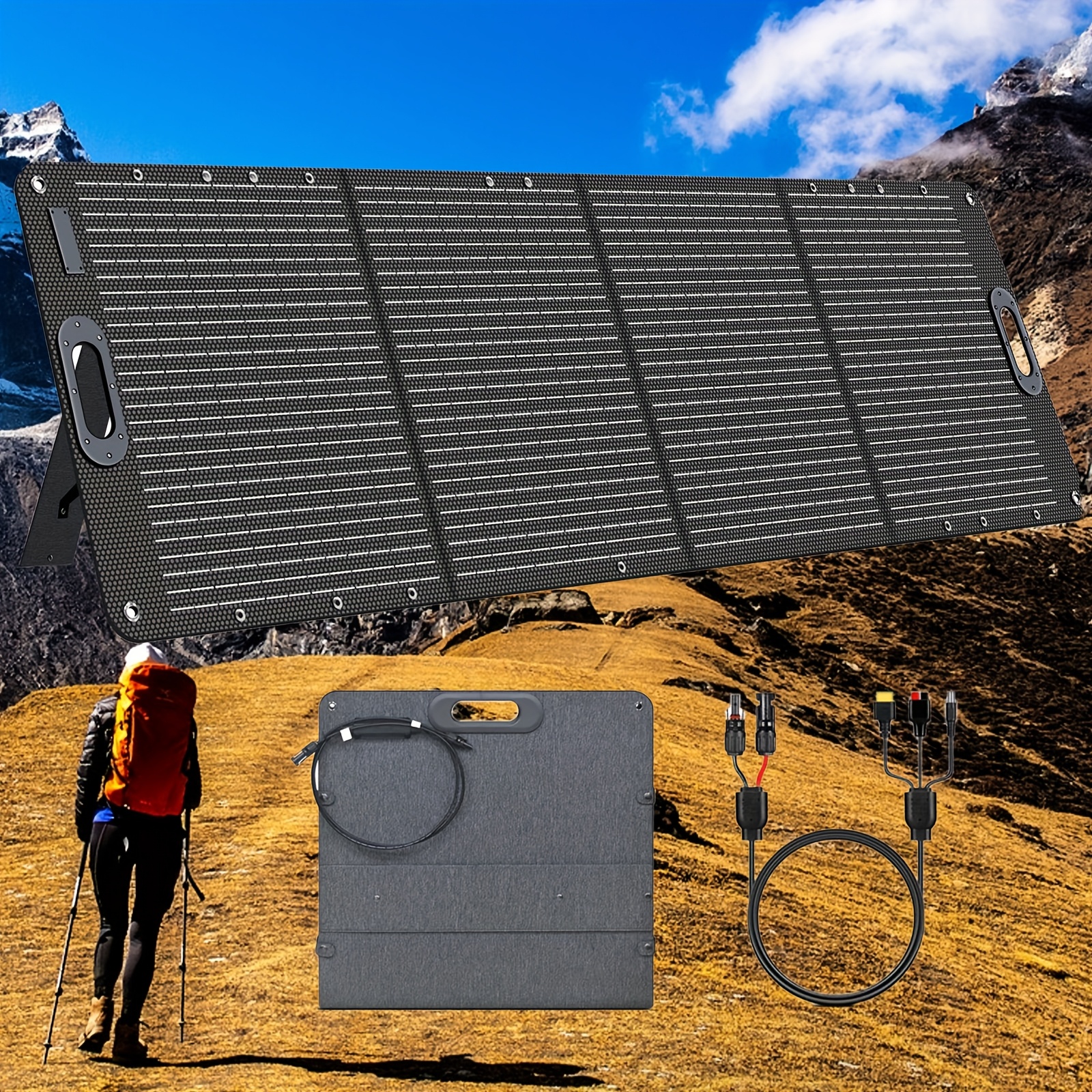 CTOLITY Panel Solar Portátil 100W / 200W / 400W – Plegable y Compatible con Estaciones de Energía, para Camping, RV, Emergencias y Apagones - Imagen 7