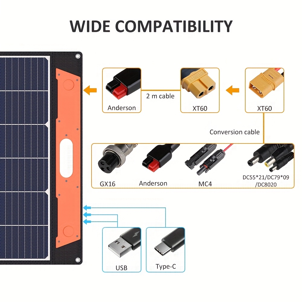 Panel Solar Portátil 300W Plegable – Cargador Solar de Alta Eficiencia para Teléfonos, Laptops y Uso en Apagones en Cuba - Imagen 4